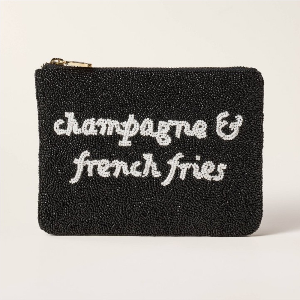 NWT Kate Spade x Target Black Beaded Clutch Champagne & French Fries